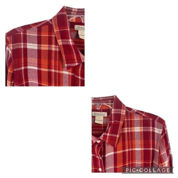 Lucky Brand Red Multi-Color Plaid Long Sleeve Button Up Shirt - Sz L - Picture 5 of 14